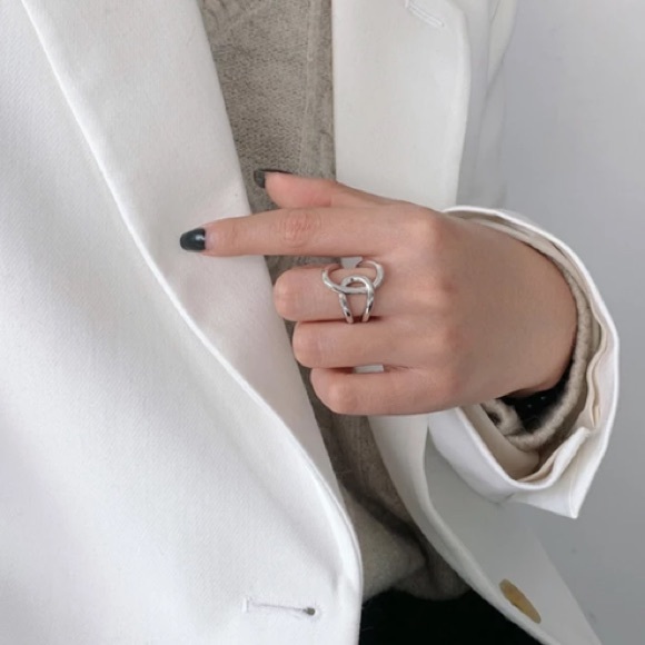 ♾Insta simply geometric sterling silver ring - Picture 5 of 6